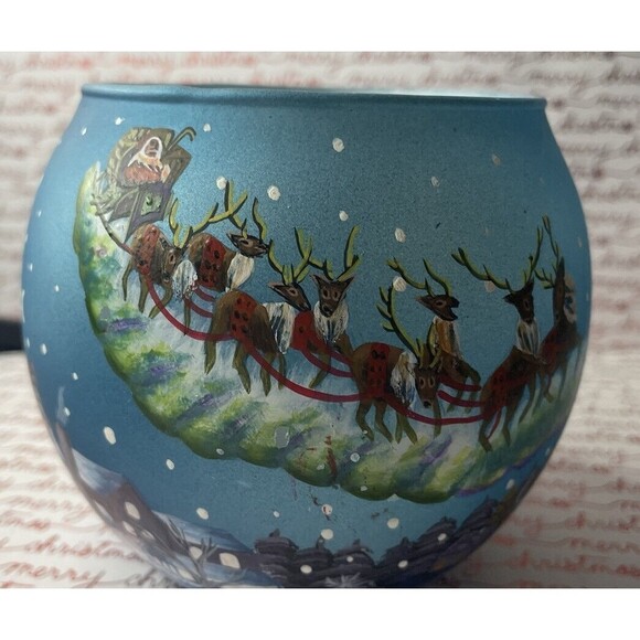 Christmas Reindeer Winter land 3 " Candle Holder Hand Painted - Picture 8 of 12